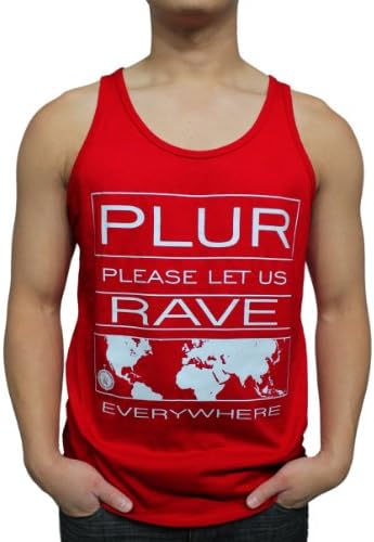 Greater Apparel Men's PLUR EDM Rave Nation Tank Medium Red