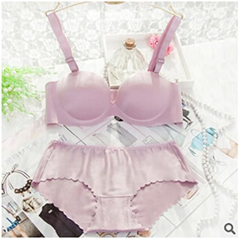Jemmou Underwear seamless bra briefs set,one piece bra+seamless panties,women brassiere set,women underwear set. A B C Cup lingerie set Lavender38