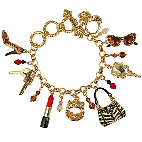 Ritzy Couture Shopping Multi Charm Adjustable Toggle Bracelet (Goldtone)