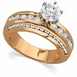 18K Rose Gold Diamond Engagement Ring Semimount - CENTER STONE NOT INCLUDED - 1.10 Ct.