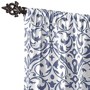 Outdoor Patterned Drapery Panel in Sunbrella Softly Elegant Cobalt - 120" - Frontgate