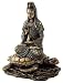 Buddhist Goddess Kuan-yin (Guanyin) on Sea Turtle, Real Bronze Powder Cast Statue 6-1/2-inch