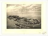 Historic Monhegan, Maine, c. 1896, Bird's Eye View Map, Unframed, S-MU