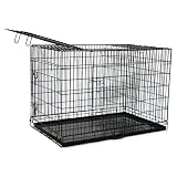 30" 3 Door Pet Folding Cage Dog Crate Kennel w/ABS Tray