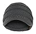 Jiaolun Charcoal Cable Ribbed Knit Beanie Hat w/Visor Brim – Chunky Winter Skully Cap