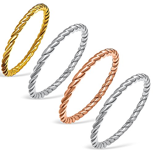Sterling Silver Stackable Twisted Rope Band Ring