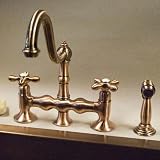 Bridge Kitchen Sink Faucet w/Brass Sprayer - Antique Copper