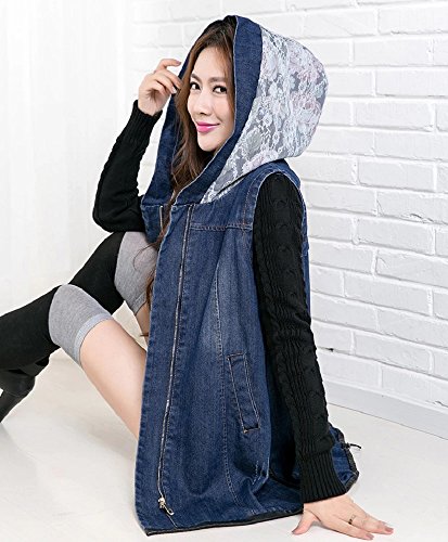 ノースリーブ デニム パーカー レース フード カーディガン 上着 羽織り コート ジャケット ニット セーター ブラウス シャツブラウス チュニックシャツ セットアップ カジュアル レディース 秋物 冬物 可愛いスカーフ付き T-386