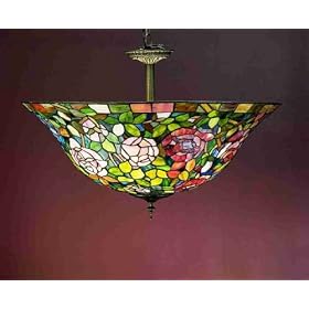20 Inch W Tiffany Rosebush Semi-Flush Ceiling Fixture by Meyda