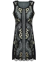 Embroidered Sequined Vintage Paisley Polyester  Dress