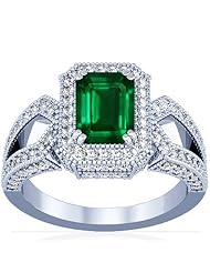 Platinum Emerald Cut Emerald Ring With Sidestones (GIA Certificate)