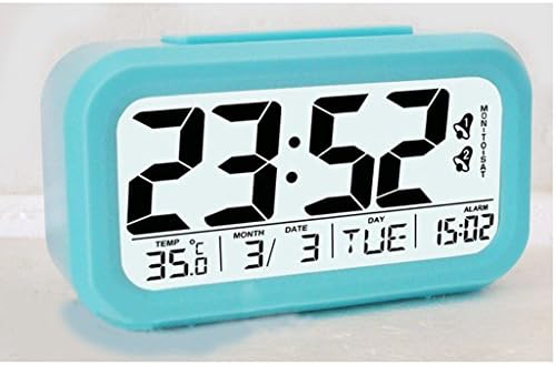 Gurgle Smart Light Activated LED Digital Alarm Clock Clear Display Clock Featuring Date,Week, Month, Temperature Display, Snooze Function, Sensor Light and Night Light(Blue)