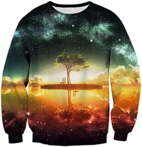 Azbro Women's Graphic Print Casual Pullover Round Neckline Sweatshirt