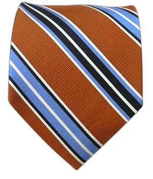 100% Silk Woven Rust Road Striped Tie