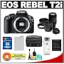 Canon EOS Rebel T2i Digital SLR Camera + 28-80mm & 70-300mm Zoom Lens + 16GB Card + Battery + Case + Accessory Kit