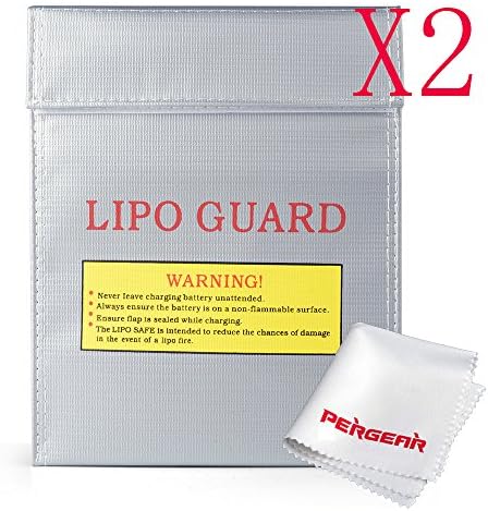 Emgreat® 2pcs Silver Medium Size Lipo Battery Protector Guard Sleeve Protection Bag for Charge & Storage