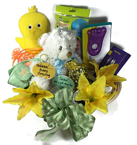 Willow Basket Filled with Essentials for Baby Shower Gift Basket, New Mom Gift Basket, New Baby Gift Basket with Organic Creams!