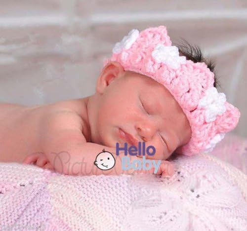 Crochet Pink Baby Girl Princess Crown Photography Photo Props Props 3-6 Months