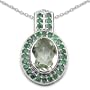 6.65 Carat Genuine Green Amethyst & Emerald Sterling Silver Pendant