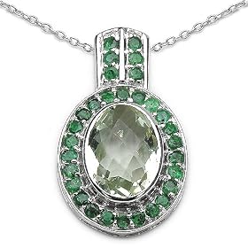 Buy 6.65 Carat Genuine Green Amethyst and Emerald Sterling Silver Pendant by JewelzDirect