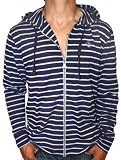 LRG Lifted Research Group Mens Striped Logo Zip Front Cotton Hoody Hoodie Shirt Navy