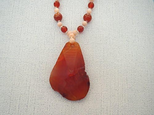 Red Fire Agate Gemstone Pendant Necklace and Earrings Sterling Silver Ear Wires and Clasp