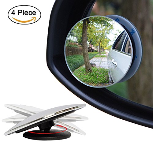 4 Pack Upgrade 2" Blind Spot Mirrors, Ampper 360Â° Rotate + 30Â° Sway Adjustabe HD Glass Convex Wide Angle Rear View Car and Motorcycle Universal Fit Stick-On Lens