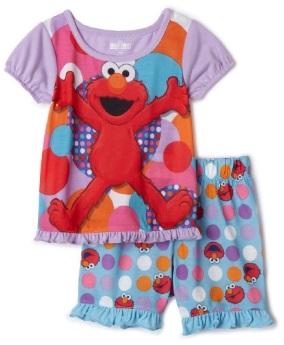 Sesame Street Girls Short Sleeve Pajama Set, 2 Piece, Purple
