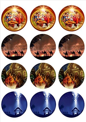 Christmas Edible Cupcake Toppers 12 cupcake topper 2.5"