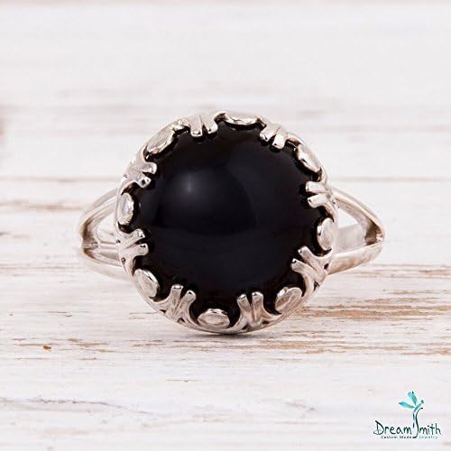 Sterling Silver "Crown" Ring with Grey Moonstone