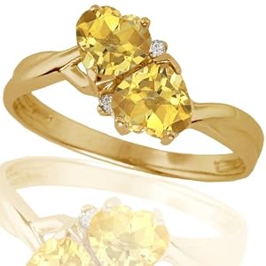 Buy 10k Yellow Gold Citrine and Diamond Heart Ring (.02 cttw, I-J Color, I1 Quality) by Amazon.com Collection