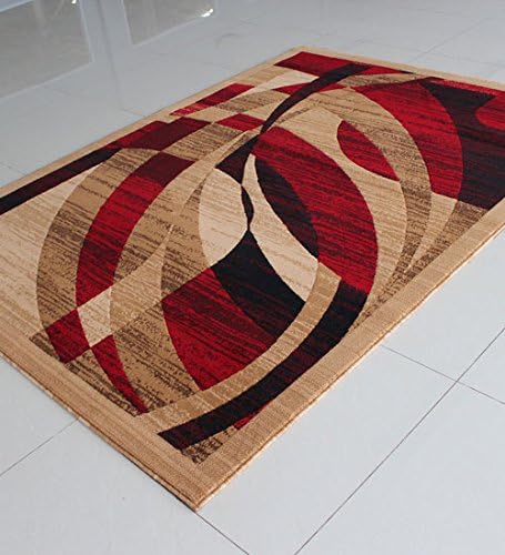 Homemusthaves Super Soft Geometric Carpet Rug Modern Contemporary Polyester Area Rug Carpet Living Room Bedroom Rug Carpet (8x10 Feet, Berber Red)