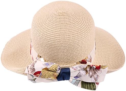 straw hat/Summer beach hat/Visor/Dayan Mao UV sunscreen bow/Beach Sun hat-B Adjustable