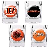 NFL Cincinnati Bengals Four Piece Square Shot Glass Set (Individual Logos)