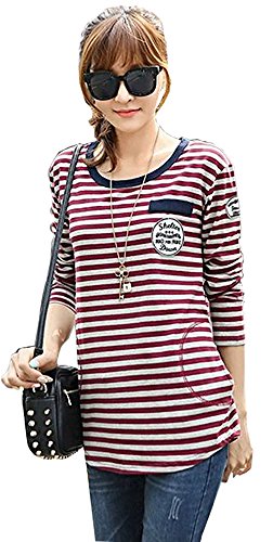 ボーダーシャツ トレーナー 長袖 ラウンドネック シンプル Tシャツ カジュアル キュート エレガンス レディース 冬物 春物 可愛いスカーフ付き R765