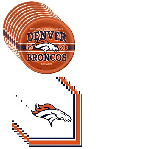 NFL Denver Broncos Party Pack for 8 Guests Including Plates and Napkins