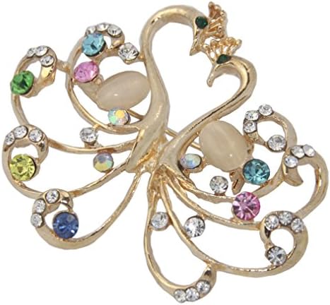 The Love of Phoenix Brooch Rose Gold Plated Colorful Rhinestone Wedding Bridal