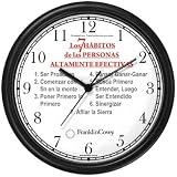 All of THE 7 HABITS #1 (Spanish Text) - Wall Clock from THE 7 HABITS - CLOCK COLLECTION by WatchBuddy Timepieces (White Frame)
