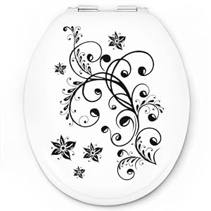 Abattant WC Couvercle de toilettes Si&egrave;ge de toilette motif floral