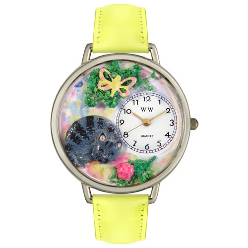 Whimsical Watches Unisex U0120013 Cat Nap Yellow Leather Watch
