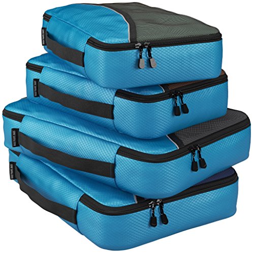 Packing Cubes For Travel Organizer - Packing Bags Luggage And Suitcase - 4pc Set Large And Medium Organizers Pouches For Protection And Compression Of Multi Clothes Shoes And Accessories - Save Time And Stress On Your Journey - Risk Free 100% Satisfaction Guarantee!