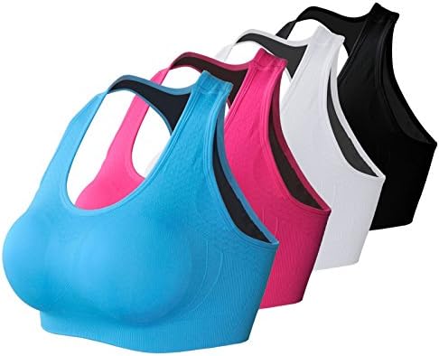 Women's Padded Sports Bras Racerback Seamless Workout Gym Fit Yoga Bra Color Pack of 4 Size Xl