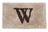 Ruia Home Inc Super Soft Luxurious 100-Percent Cotton Monogram Letter W Bath Rug, Brown in Taupe, 21 by 34-Inch