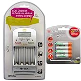 Hitech - IC-34LCD Quick Charger With Four Yuasa 1000 Ni-MH Rechargeable AAA Batteries