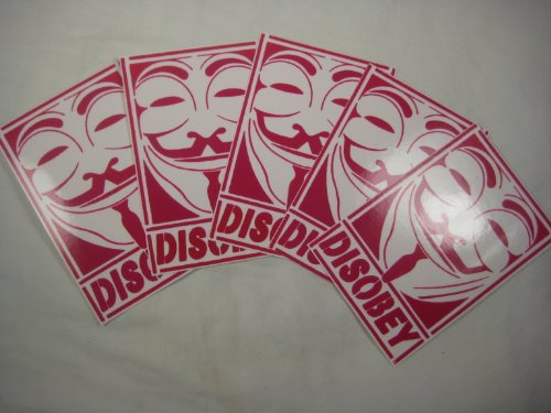 masks guy fawkes:Anonymous DISOBEY Vinyl decals stickers x 5 Guy Fawkes Anon mask