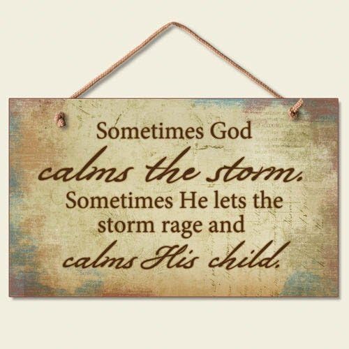 Sometimes God Calms The Storm Inspirational Sign Christian Religious Plaque