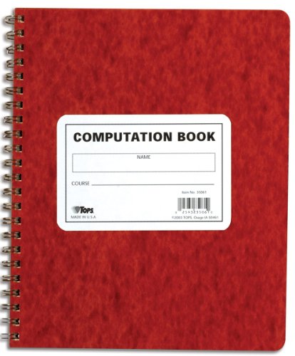TOPS Computation Book, 11.75 x 9.5 Inches, Double Wire, 152 Numbered Pages, Quadrille Ruled, 76 Sheets, Buff, (35061)