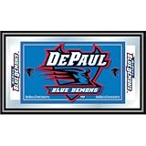 IMAGE OF New Trademark Depaul University Logo And Mascot Framed Mirror With Print Black Wrapped Wood Frames