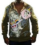 CHRISTIAN AUDIGIER Ed Hardy Faith Skull Mens Hoodie Hooded Sweatshirt