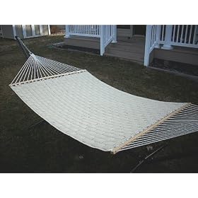 Extra Large 2 Person Tan Quilted Belt Weave Hammock Set with 15 Foot Long Iron Stand
